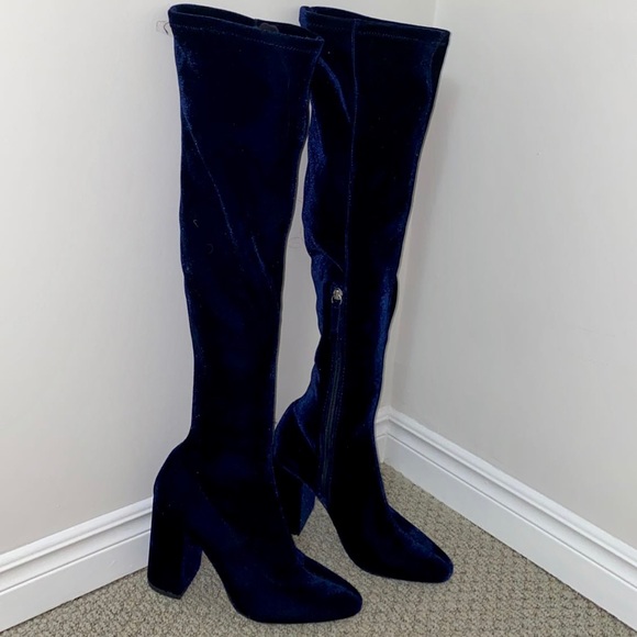 Zara Shoes - Zara Navy Blue Over the Knee Boots